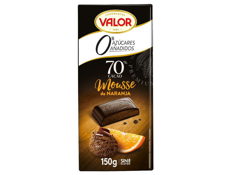 Chocolate sin azúcar Valor (35 g), Chocolate negro