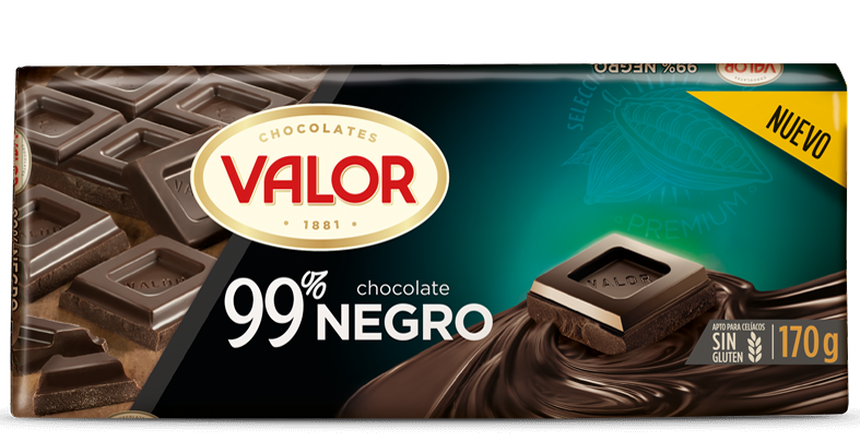 Chocolate Valor Negro 99%, Nuestro Chocolate Negro 99% está tan rico que  las tabletas vuelan ¡Que levante la mano a quien le apetezca una onza!, By Chocolates  Valor
