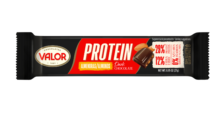 Valor - Minitabletas de Chocolate Negro con Proteína y Almendras. Chocolate  Valor sin Gluten, Tableta 0% Azúcares Añadidos. Caja de 3x27g : :  Alimentación y bebidas