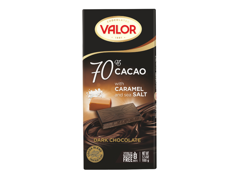 Chocolate negro 70% con caramelo y sal